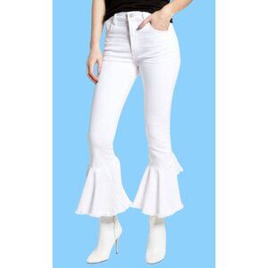 Citizens of Humanity Womens Drew Flounce Flare 26 White High Rise Crop Jeans